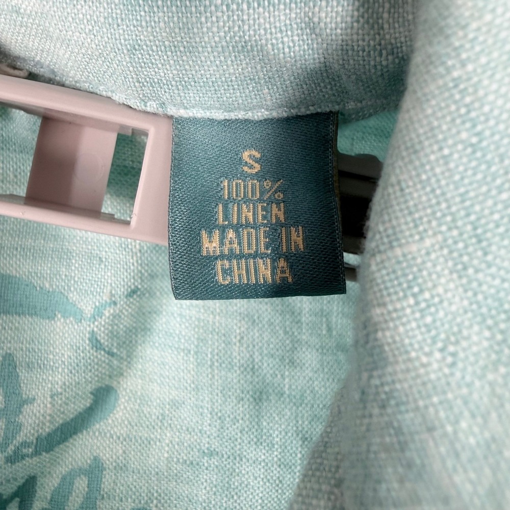 Tommy Bahama Mens Linen Shirt Seafoam Green Size Small Button Down Short Sleeve - Picture 6 of 6